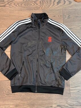 Adidas Boys’ Black Pinstripe Track Jacket with White Stripes (Star Wars)
